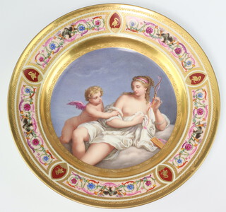 A 19th Century Austrian porcelain plate decorated classical figures the reverse marked Airo and Venus, 48 82 24cm 
