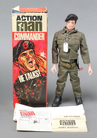 Action Man by Palitoy - a talking Action Man Commander 1968 figure, catalogue no. 340009 complete with cap, outfit, dog tags, revolver, belt and holster, boxed with instructions 