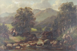 In the manner of Rex Vicat Cole, a 19th/20th Century oil on canvas unsigned, Cumberland Valley landscape, inscription to verso Bitzer? Valley in Cumberland,  Vicat Cole, 49cm h x 74.5cm w, framed 