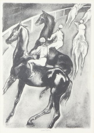 John Copley, (British 1875-1950), lithograph "Horses Turning Into The Canter" signed to centre margin 36.5cm h x 26cm w 