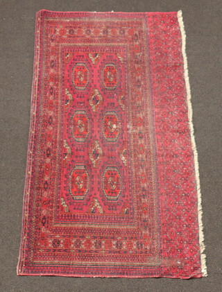 A section of blue and red ground Bokhara rug 176cm x 87cm 
