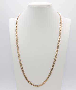 A 9ct yellow gold flat link chain, 15.2 grams, 57cm 