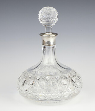 A Mappin & Webb silver mounted ships decanter 26cm 