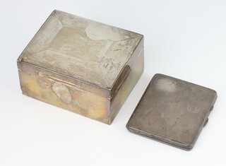 A silver cigarette case Birmingham 1927 together with a cigarette box 92 grams 