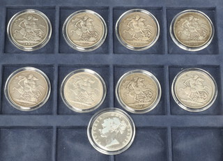 A silver crown 1844 and 8 others 1888, 1889, 1890, 1891, 1892 1895, 1900 (x2) 251 grams