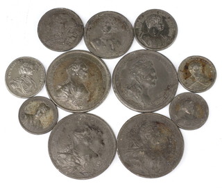 A Catherine The Great soft metal commemorative crown and 10 others 