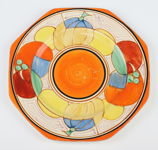 Clarice Cliff, a Fantasque Melon pattern octagonal plate 22cm  
