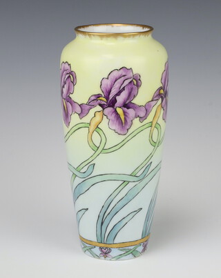 A Bavarian oviform vase decorated with Iris 23cm 