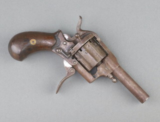 A 19th Century Continental 6 shot rim fire revolver with 5cm barrel 