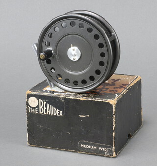 Hardy, a St John centrepin fishing reel "The Beaudex" boxed, 9cm