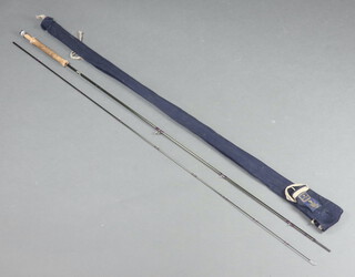 A Hardy "Favourite" 2 piece graphite fly fishing rod in blue cloth bag