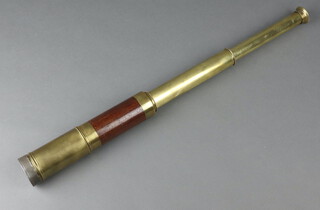 E G Wood of 74 Cheapside London, a 19th Century brass and rosewood 3 draw telescope
