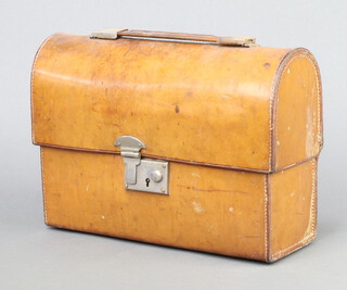 A 1930's rectangular leather dome shaped flask/picnic case, labelled Coracle 21cm h x 30cm w x 12cm d 