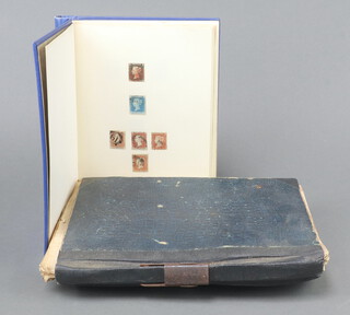 A blue album of GB stamps including penny black, tuppenny blue, 5 penny reds - Victoria to Elizabeth II together with 1 other loose leaf album of world stamps 