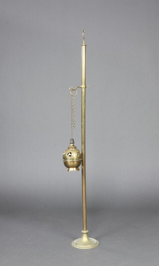 A brass Thurible/censor stand 131cm h x 17cm diam. 