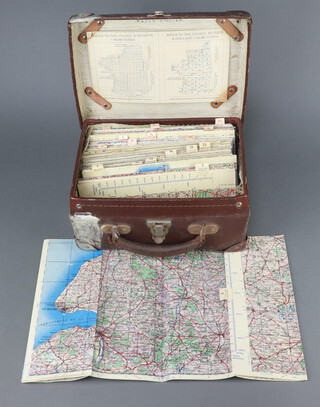 Twenty six Second World War G.S.G.S maps with 3 reference cards - black nos. 4, 7, 7, 8, 13, 14, 15, 16, 20, 21, 22, 3a & 8, 7a & 13a, red nos. 6e, 6f, 6g, 7g, 7h, 8e, 8f, 8g, 8h, 9e, 9f, 9g, 10g, all contained in a small fibre case 