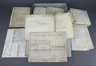 A collection of Georgian and later parchment agreements and leases contained in a box file