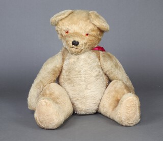 Merrythought Toys, a giant 1950's teddy bear with articulated limbs, humped back and growl box, approx. 110cm l
