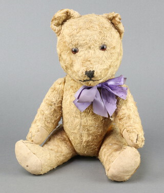 A 1930/40's Merrythought?  wood wool stuffed bear, no marks or buttons 38cm and 1 other bear 