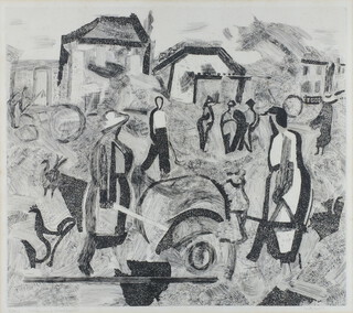 **Anthony Gross RA, (British, 1905-1984) a 20th Century limited edition etching no.24 of 50, "Women and Wheelbarrow" signed,  46cm x 52cm **Please Note: Artists Re-sale Rights may apply