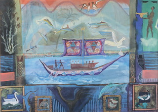 Michael Chase '93 (1915-2001) print, "Thera Dream with Flying Fish" dated 93 44cm x 62cm 