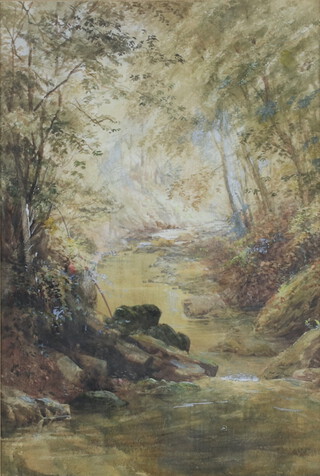 Edwin Bale, watercolour "The Tinkling Brook", label on verso 35cm x 23cm and William Collingwood (1819-1903) watercolour an extensive mountainous scene with figure, cattle and distant mountain, label on verso 24cm x 35cm 
