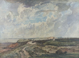 Oliver Hall (1895-1950) oil on canvas, "Coast Road Northumberland" signed 54cm x 74cm together with an etching of the same signed in pencil 19cm x 30cm 
