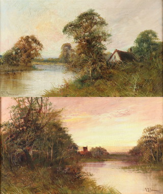 Francis E Jamieson (1895-1950) oils on canvas a pair, river landscapes, signed, 29cm x 50cm 