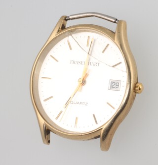 A gentleman's Fraser Heart quartz calendar wristwatch contained in a 9ct yellow gold case 32mm 