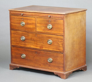 A 19th Century mahogany chest fitted a brushing slide above 2 short and 2 long drawers with oval plate handles, raised on bracket feet 86cm h x 93cm w x 56cm d 