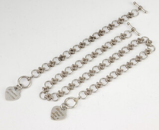 A silver fancy link necklace 47cm ditto bracelet 20cm, 73 grams