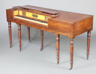 Bland and Weller of 23 Oxford Street, a George III square piano, contained in a mahogany case with ebonised stringing, raised on turned supports 83cm h x 125cm w x 62cm d  Ivory Exemption Certificate HB8DZ5MB