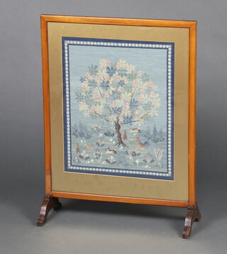 A fire screen with Berlin wool work panel 73cm 