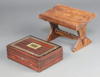 A Victorian simulated rosewood trinket box with hinged lid 8cm x 26cm x 18cm together with a carved oak book stand 20cm x 30cm x 19cm 