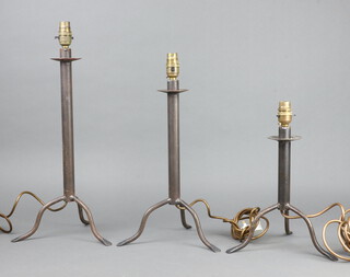 Three metal table lamps 44cm, 36cm and 25cm 