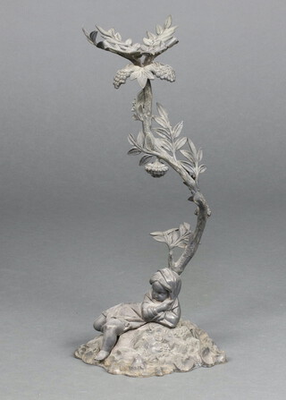 A 19th Century silver plated table centre piece base in the form of a seated child 40cm x 20cm 