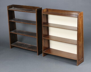 An oak 4 tier bookcase together with a beech ditto 92cm h x 76cm w 