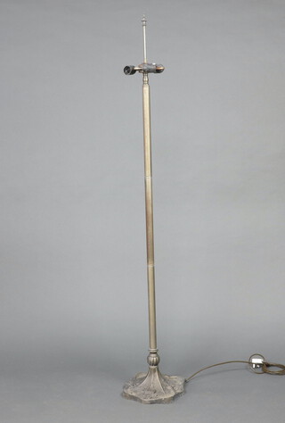 An Art Nouveau style standard lamp with reeded column 147cm  