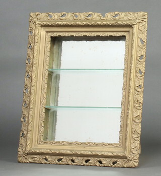 A gilt painted wall display frame with mirrored back  72cm h x 62cm w x 12cm d 