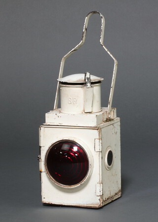 A British Railways white painted lantern 