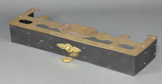 A rectangular brass fire curb 16cm x 107cm w x 31cm d 