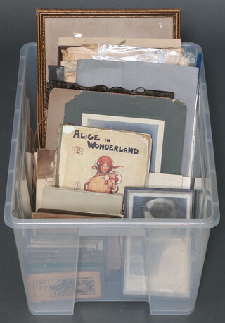 Three 19/20th Century portrait photographs of a Royal Naval Commander together with a collection of ephemera (contained in a plastic box) 