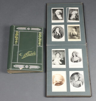 An album of Continental black and white postcards together with an empty green postcard album 