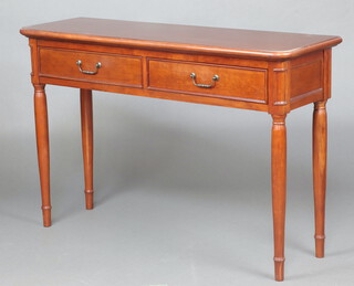 Willis and Gambier, a mahogany side table fitted 2 drawers, raised on turned supports 80cm h x 119cm w x 38cm d 