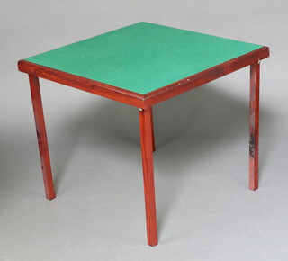 A folding bridge table with green base top 70cm h x 79cm w x 71cm d 