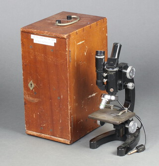 Cook Troughton and Sims, a student's single pillar microscope no.M109912 cased 