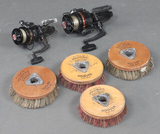 A Silstar 80-2550 multiplying fishing reel, 1 other and a collection of brushes