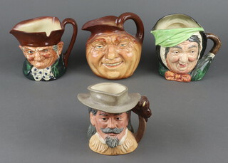 Four Royal Doulton character jugs - John Barleycorn 16cm, Sairey Gamp, Auld Charlie and Buffalo Bill  