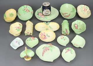 A Carlton Ware leaf pattern toast rack, 1 other, a quantity of dishes and plates 