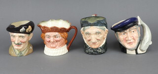 Four Royal Doulton character jug - Monty 15cm, Granny 18cm, Old King Cole 14cm and Captain Ahab 18cm  